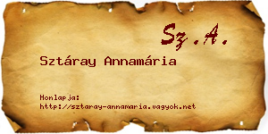 Sztáray Annamária névjegykártya